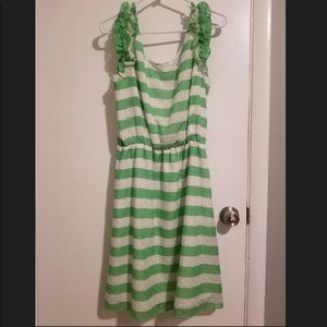 Lilly Pulitzer Green/White Striped Swiss Dot Dress